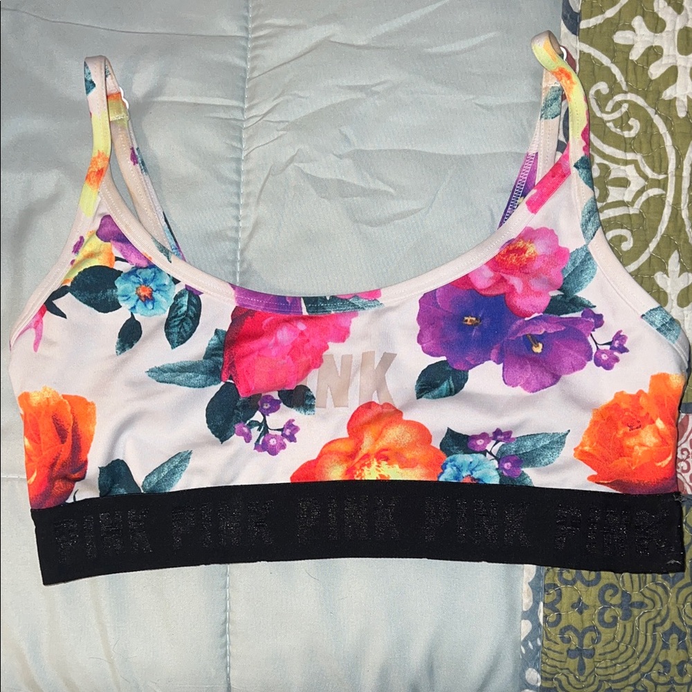 PINK Floral Print Women's Sports Bra